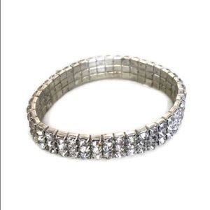Silver Rhinestone Formal Bracelet Cuff